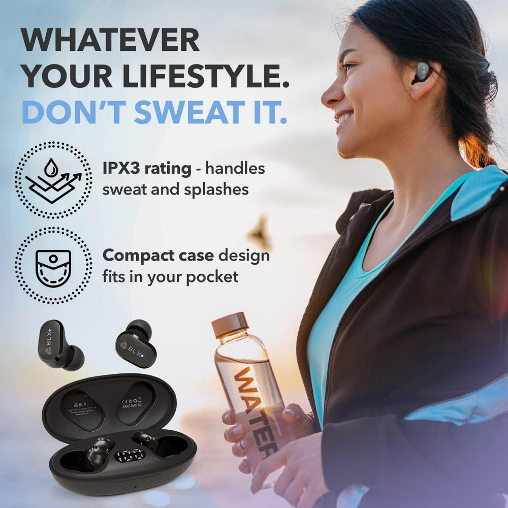 Бездротові навушники Blaux BLXBUDS G2 TWS Bluetooth 5.1 вакуумні з мікрофоном та кейсом Чорні Київ - фото 4