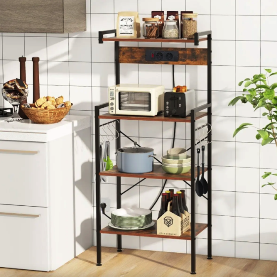 Стелаж Costway Surette з місцем для мікрохвильової печі та з двома розетками в стилі Loft Київ