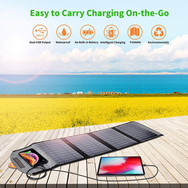 Сонячна панель для УМБ Choetech 22W 2x USB 5V/2.4A/2.1A max (SC005) Київ - фото 5