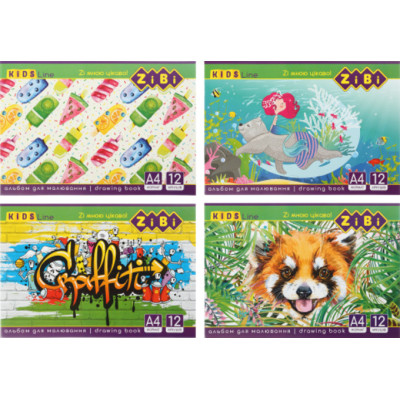 Альбом для рисования ZiBi А4, KIDS Line 12 листов, на скобе (ZB.1421) Винница - изображение 1
