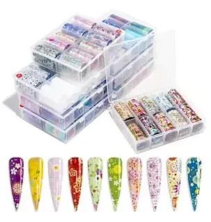 Фольга "лиття" для дизайну на нігтях у боксі, набір 10 шт. Київ - фото 1