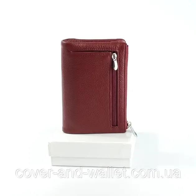 Стильний жіночий шкіряний гаманець невеликого розміру червоно-чорний Helen Verde 0811 Київ - фото 3