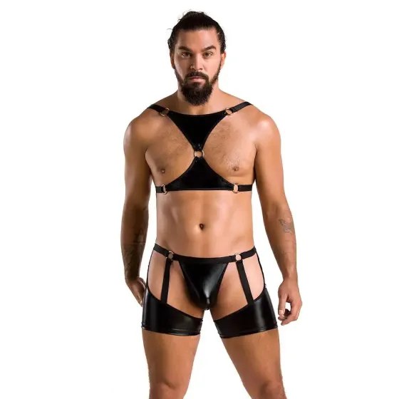 Комплект еротичної чоловічої білизни Passion 047 SET JOHN XXL/XXXL Black, труси, портупея Львів