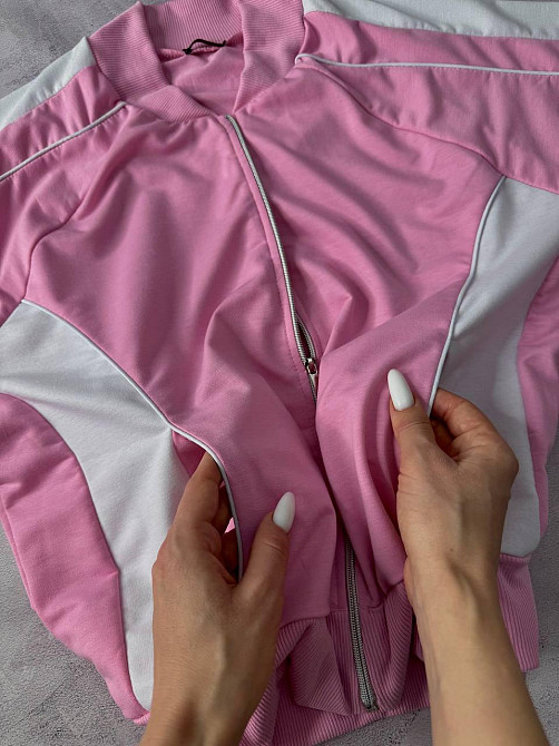 Женский стильный повседневный костюм двойка двунить Розовый, 48/52 Одесса - изображение 3