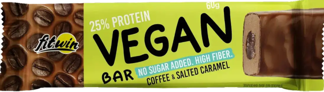 Энергетические батончики Fit Win Vegan Bar 12x60g кофе и соленая карамель Киев - изображение 3