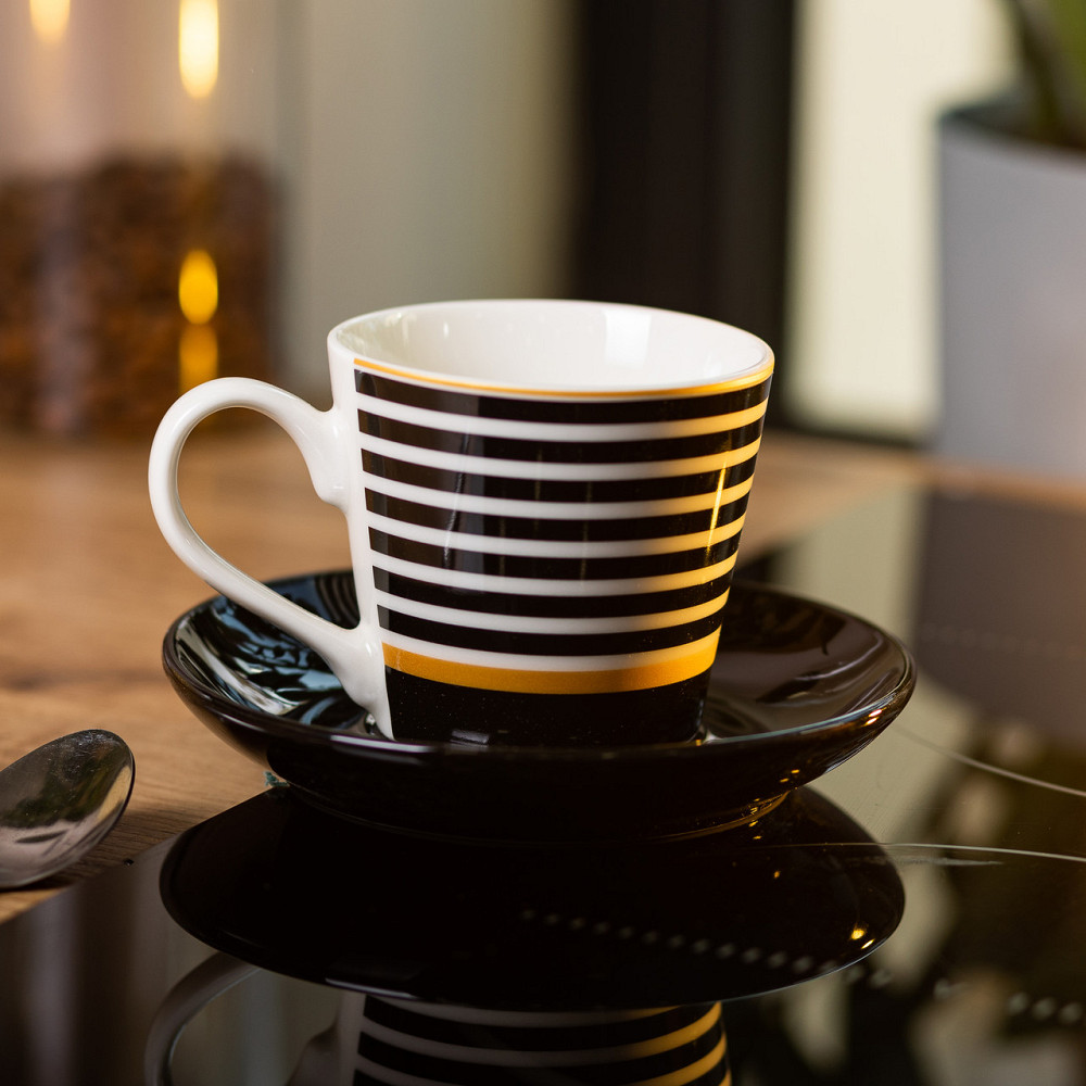 Liling Rongxiang Ceramic порцелянова чашка з чорним блюдцем 200 мл RX-N24708B Киев - изображение 5