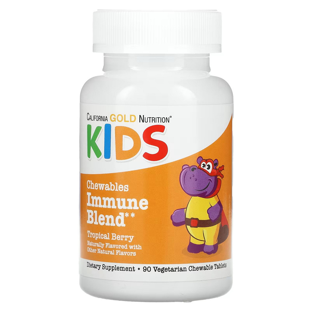 Витамины для детей California Gold Nutrition Chewable Immune Blend for Children 90 tabl (Berry) Луцк - изображение 1