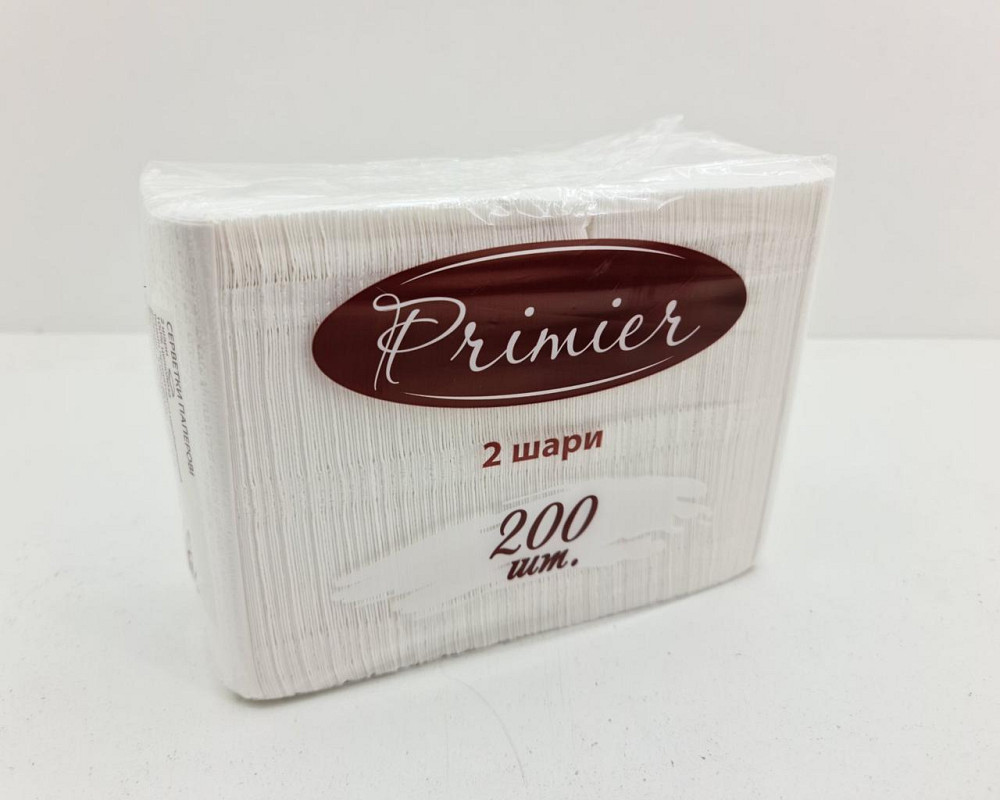 Серветка 2-вух шарні 200лист Primier банкетна (33х18) Біла (1 пачка) Харків - фото 4