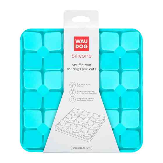 Килимок для пошуку корму WAUDOG Silicone, 205х205х17 мм, блакитний Київ