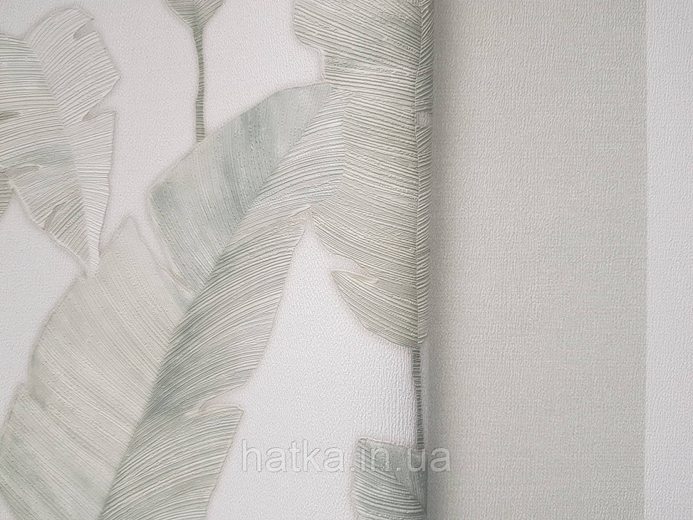Шпалери вінілові на флізеліні AS creation Attico 1.06х10 під листя великі структурні зелені бежеві 3д Київ - фото 3