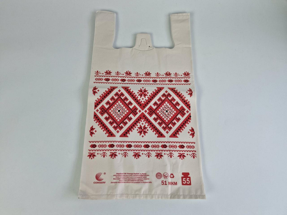 Пакет майка полиэтиленовая (тип FA) 30*55 Вишиванка ''Комсерв'' 50 мкм (100 шт) Харьков - изображение 1