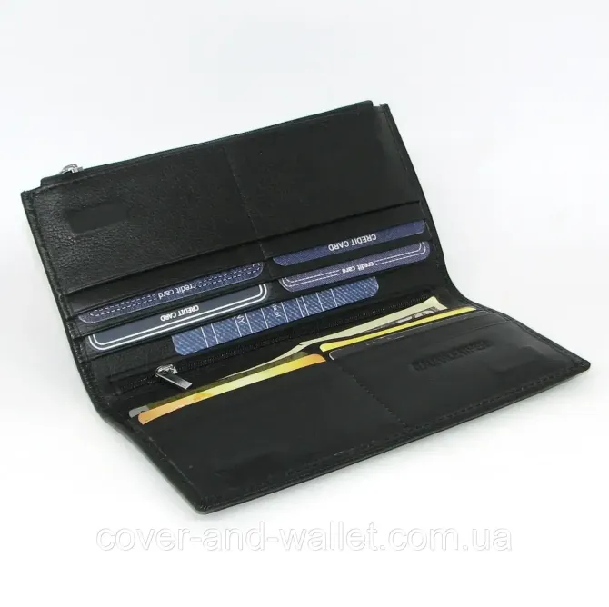 Тонкий кожаный мужской кошелек на магнитах и ​​молнии ST 006 black Киев - изображение 8