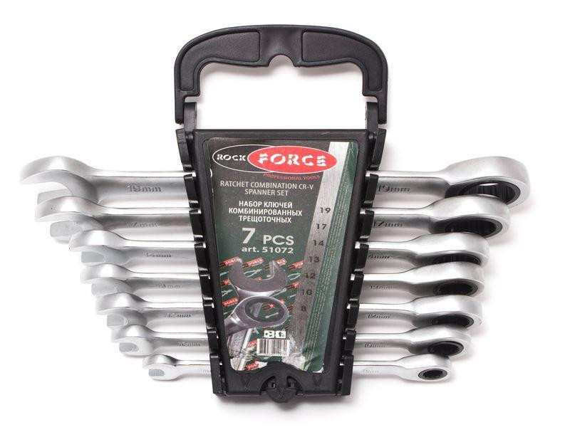 Набір ключів комбінованих з тріскачкою 7пр. (8,10,12,13,14,17,19мм) в пластиковому тримачі Одеса - фото 1