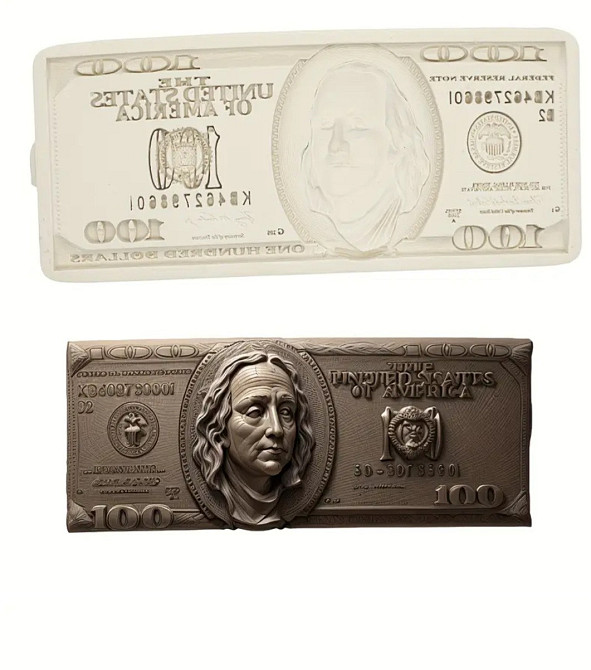 Молд силиконовый Доллары 144 на 60 мм серый Киев - изображение 1