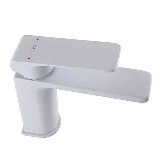 Змішувач для умивальника TOPAZ ODISS TO 18221-H52-WW на гайці, Білий матовий ,шланги TAQ-M1055,D35 Луцк