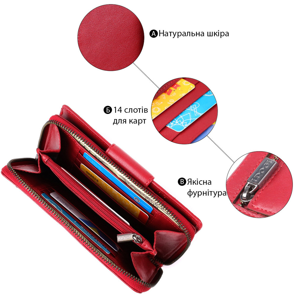 Женский вертикальный кошелек из натуральной кожи Tony Perotti 20879_1 (5084 rosso) Красный Киев - изображение 4