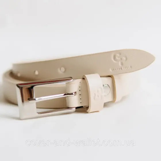 Бежевий тонкий жіночий пояс з натуральної італійської шкіри Grande Pelle 20 мм Grande Pelle Київ