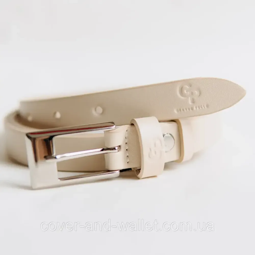 Бежевий тонкий жіночий пояс з натуральної італійської шкіри Grande Pelle 20 мм Grande Pelle Київ - фото 6