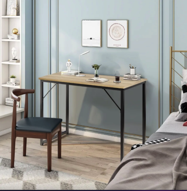 Письмовий стіл Costway Homart із сталевим каркасом натуральний Київ - фото 5