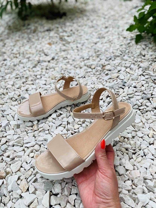 Mermaid Босоніжки жіночі 801 бежеві (літо, лак натуральний) (948) Коломия - фото 4