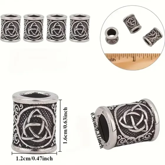 Набор 5 металлических бусин-шармов в скандинавском стиле с символом трикветра Киев