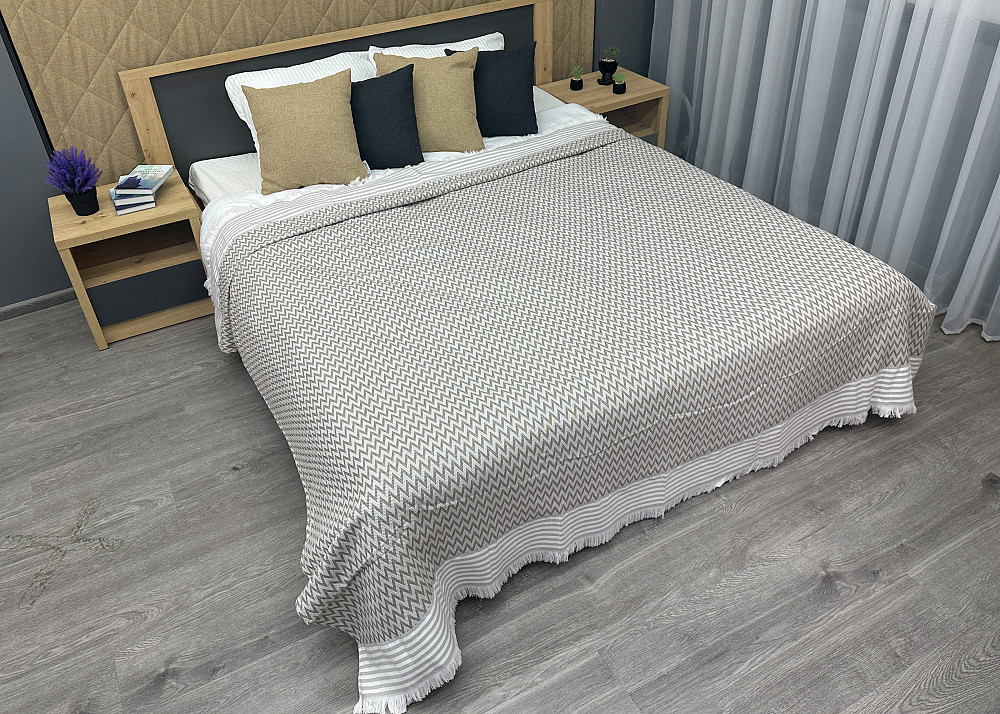 Покривало Dakota Fringe ЄВРО 200х230 см колір сірий з білим (85-196) Київ - фото 5