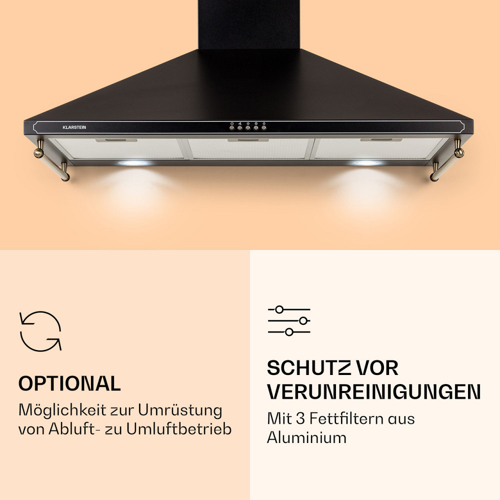 Вытяжка Victoria 90 90см ретро дизайн 644.5м³/ч 2 LED лампы черный (Германия, читать описание) Ровно - изображение 5