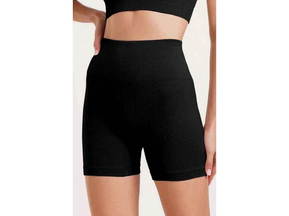 Велосипедки жіночі з мікрофібри в рубчик короткі SHORTS RIB SHAPE Push-Up black р.S-M чорний ТМ GIULIA Київ - фото 1