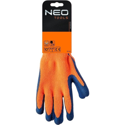 Защитные перчатки Neo Tools утепленные, латексное покрытие, полиэстер, р.10, оранжево синие (97-611) Винница - изображение 2