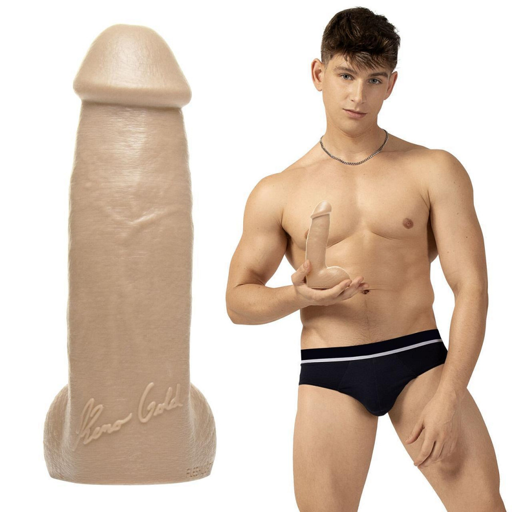 Фалоімітатор Fleshjack Boys: Reno Gold Dildo, за зліпком пеніса порноактора Sex Aura Київ - фото 2