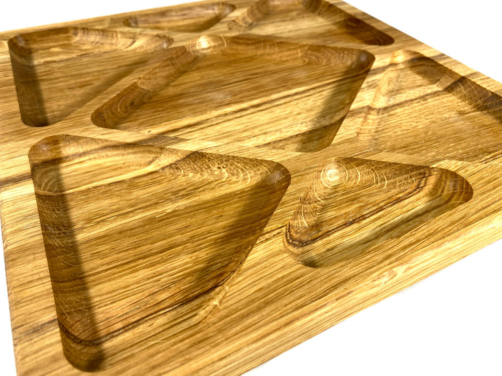 Деревʼяна тарілка квадратна з натурального дерева для закусок, закусочна тарілка 30х30х2,5 см Кам'янець-Подільський - фото 5