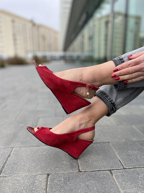 Vesna Босоніжки жіночі VESNA 9325 червоні (літо, замша натуральна) (919) 38р.39р. Коломия - фото 3