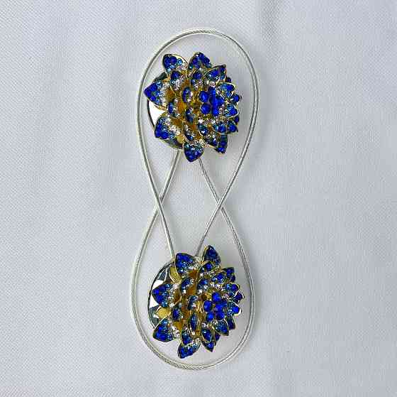 Магніти для штор та гардин "Flowers" набір 2 шт Синій з золотистим (81-207) Київ