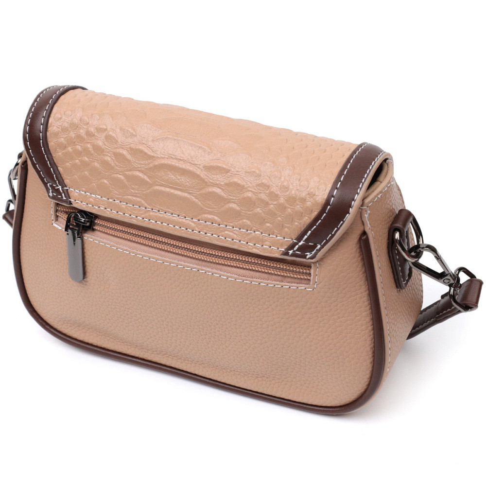 Сумка для женщин с фактурным клапаном из натуральной кожи Vintage 22373 Бежевая Киев - изображение 2