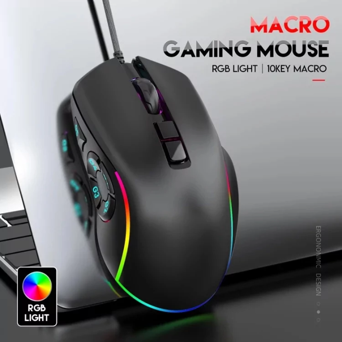 Игровая проводная мышь X9 с RGB подсветкой (Черный) Винница - изображение 3