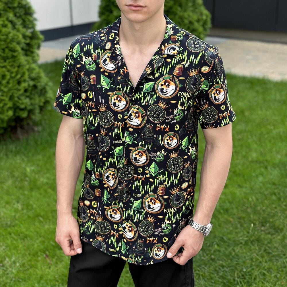 Літня чоловіча сорочка із принтом для відпочинку Pobedov Dejavu Kripta Київ - фото 6