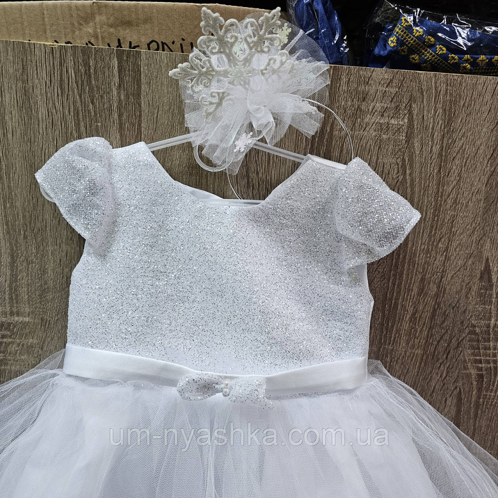 Сукня Сніжинка Біле ошатне плаття для дівчинки з глітером Кривий Ріг - фото 7