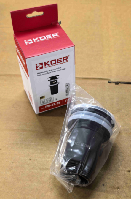 Донный клапан для раковины Koer PW-07-05 1 1/4'' с переливом автоматический СLICK-СLACK (Цвет черный) (KR5785) Киев - изображение 4