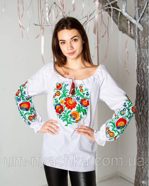 Жіноча вишиванка в стилі петриківського розпису "Писанка" Кривий Ріг - фото 5
