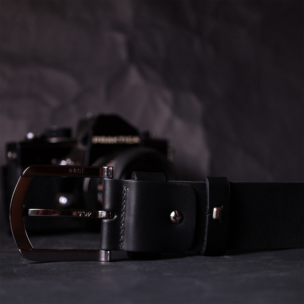 Чудовий ремінь під джинси з натуральної шкіри Чорний (GRANDE PELLE) Київ - фото 3