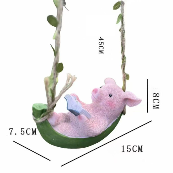 Підвісна садова фігурка Порося з книгою 15 х 8 см Полістоун Для саду та балкону Одеса