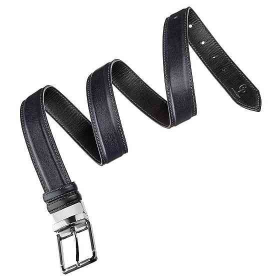 Ремень брючный двусторонний мужской Grande Pelle 11156 Синий и Черный Киев