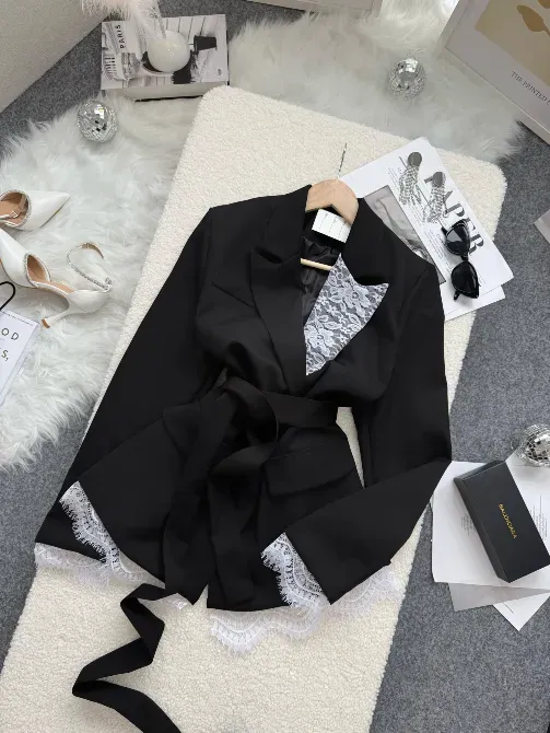 Жіночий піджак з мереживом коричневий білий чорний Одеса - фото 8