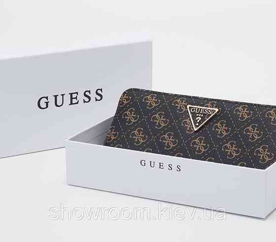 Брендовый удобный кошелек Guess (7596) коричневый Киев
