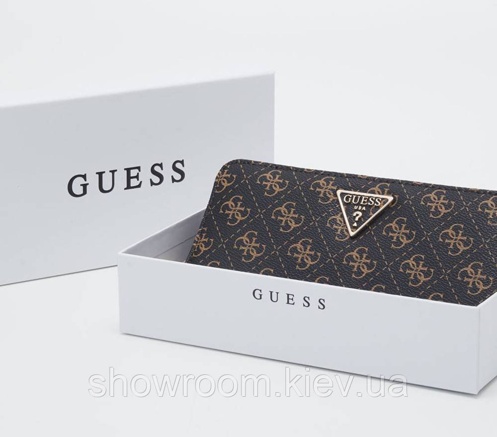 Брендовый удобный кошелек Guess (7596) коричневый Киев - изображение 1