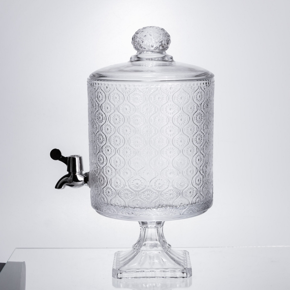 Yiwu Лимонадниця з краном на підставці скляна 4.5 л лимонадник 39 см прозорий HP-19-3045-7 Коломыя - изображение 3