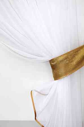 Кухонный комплект VR-Textil № 039к шторка с ламбрекеном белый с золотистым 180х170 см (52-0524) Киев