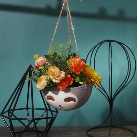 Підвісний квітковий горщик кашпо у вигляді Лінивця (Сірий) Київ