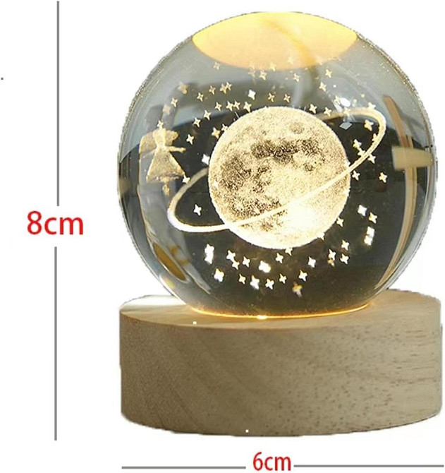 Світлодіодна кришталева куля 3D нічник Сатурн RGB Дніпро - фото 3