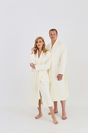 Чоловічий вафельний халат Ideal Textile ХXL ваніль (56860530) Чернівці - фото 8